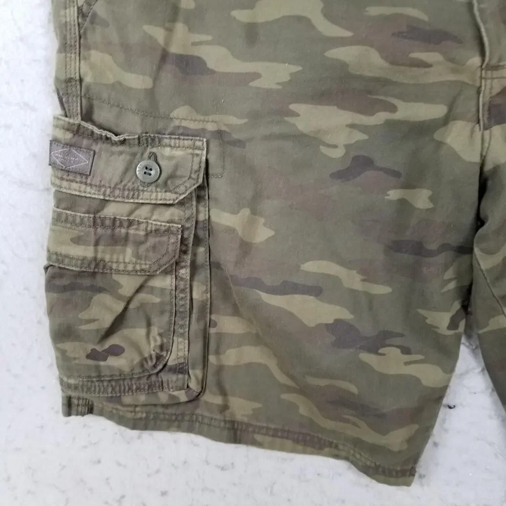 Lee Shorts Mens 38 Green Camo‎ Cargo 100% Cotton Pockets Outdoor Hiking Casual
